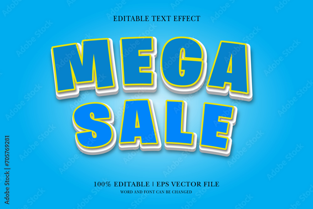 Mega Sale, editable 3d text effect for vector illustration