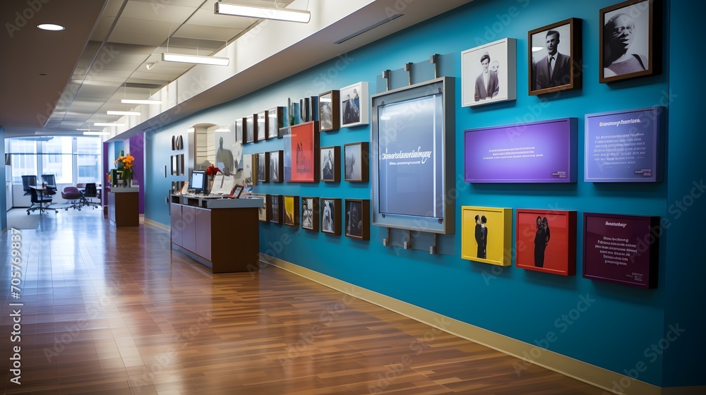 Wall of Recognition Adorned with Photos, Tribute Display, Honoring Achievements, Commemorative Wall, Celebrating Success Wall of Recognition Adorned with Photos, Tribute Display, Honoring Achievements, Commemorative Wall, Celebrating Success