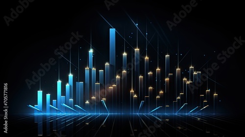 glowing business chart consisting of arrows up