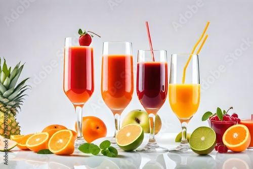 glass of juice and fruits
