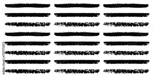 Black big set paint, ink brush, brush strokes, brushes, lines, frames, box, grungy. Grungy brushes collection.  Artistic design elements on white background. photo