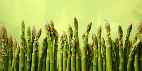 green asparagus isolated on a green abstract background