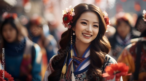 Hanbok Parade South Korea, Traditional Attire Showcase, Cultural Pride, Festive Street Procession