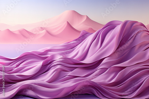 Abstract landscape with pink hues in the form of undulating mountains.