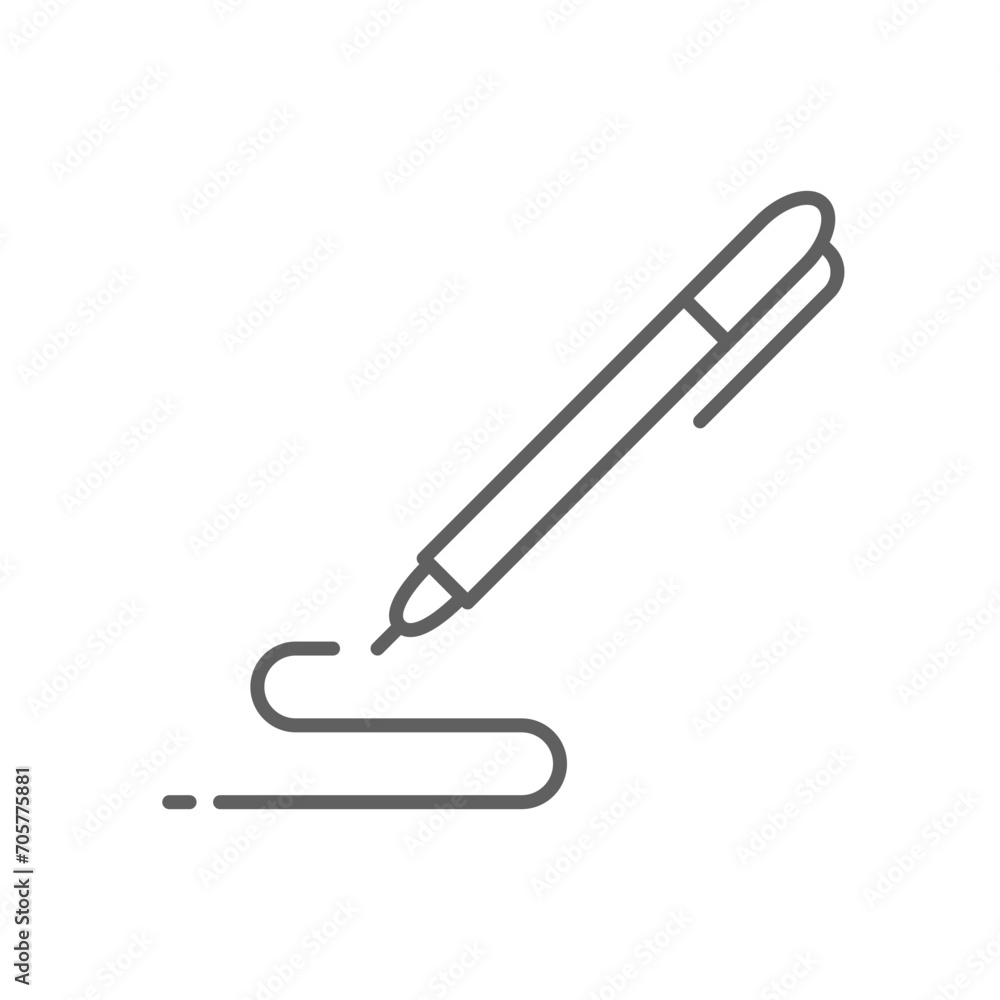 Pen, write icon. Simple outline style. Signature pen, paper, ink, sign, pencil, tool, education concept. Thin line symbol. Vector illustration isolated. Editable stroke.
