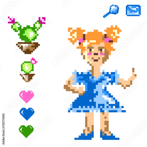 a girl in the style of pixel art (ID: 705775845)