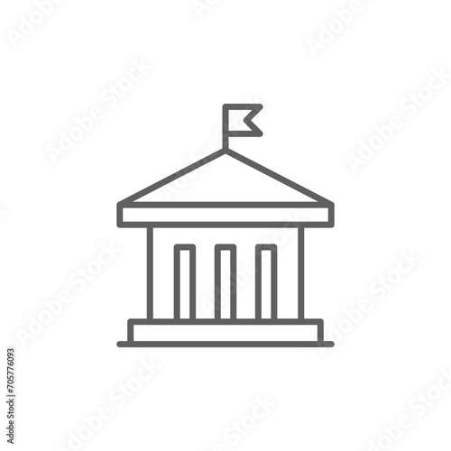 City hall building icon. Simple outline style. Municipal, hall town, embassy, council, government concept. Thin line symbol. Vector illustration isolated. Editable stroke.