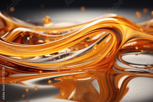  a close up of an orange liquid on a black and white background with a reflection of a wave of orange liquid on the bottom of the image and bottom of the image.