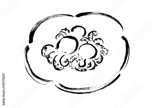 イイダコの煮付けの手描き和風イラスト