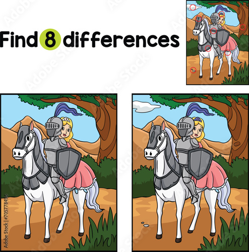 Knight and Princess Horse Find The Differences