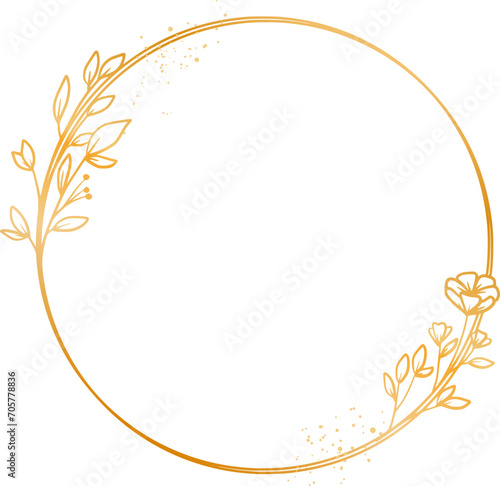 Luxury gold circle floral frame