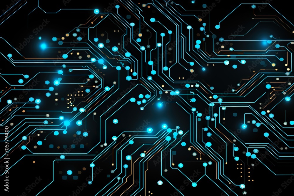 Circuit board technology pattern isolated on black