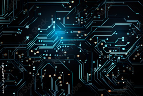 Circuit board technology pattern isolated on black