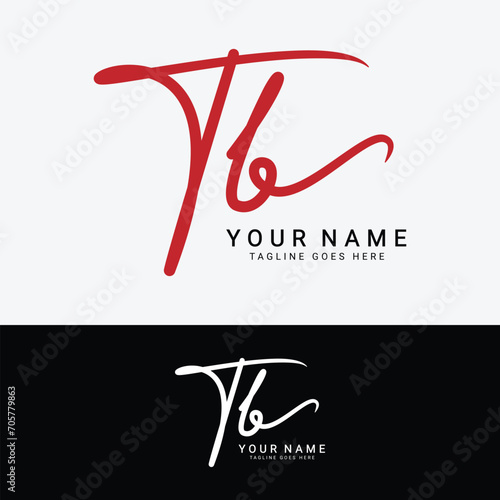 T, B, TB Initial handwriting or handwritten letter logo for identity. Logo with signature, wedding, fashion, floral, botanical and hand drawn in style