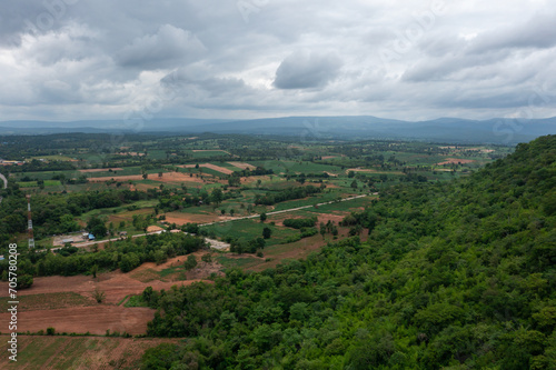 Aerial view of Ban Sapan village, Peaceful little village in Nan province,Thailand © Panwasin