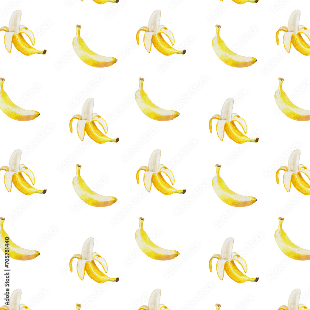 Banana pattern , fruit pattern  , fabric pattern, textile design, food pattern, banana illustration, watercolor illustration	