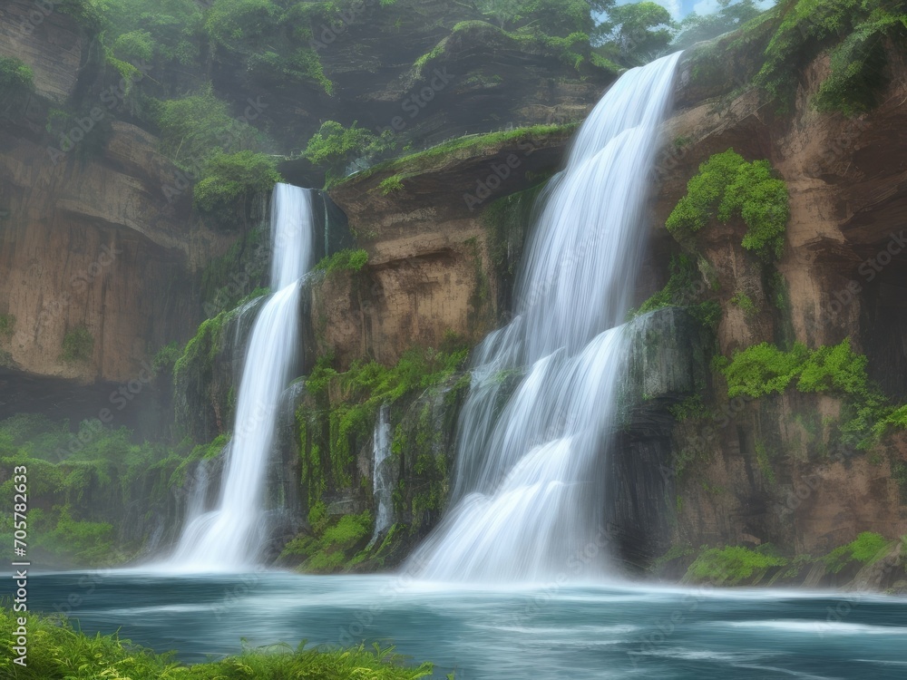 Fototapeta premium Waterfall view background design