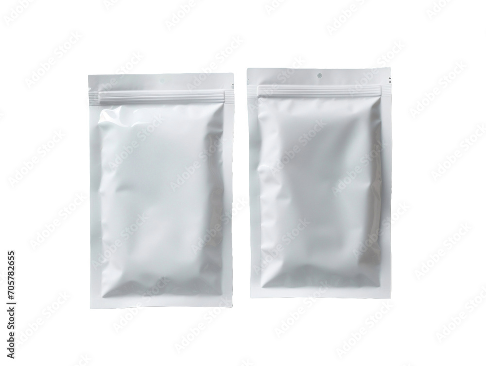 two white packets on a transparent background