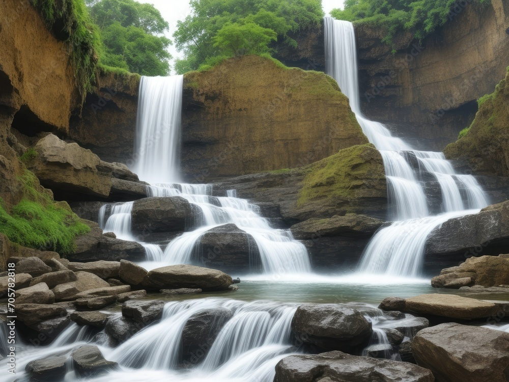 Fototapeta premium Waterfall view background design