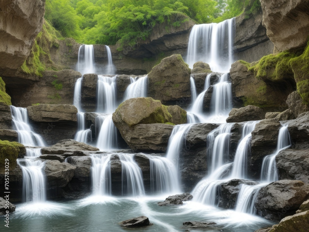 Fototapeta premium Waterfall view background design