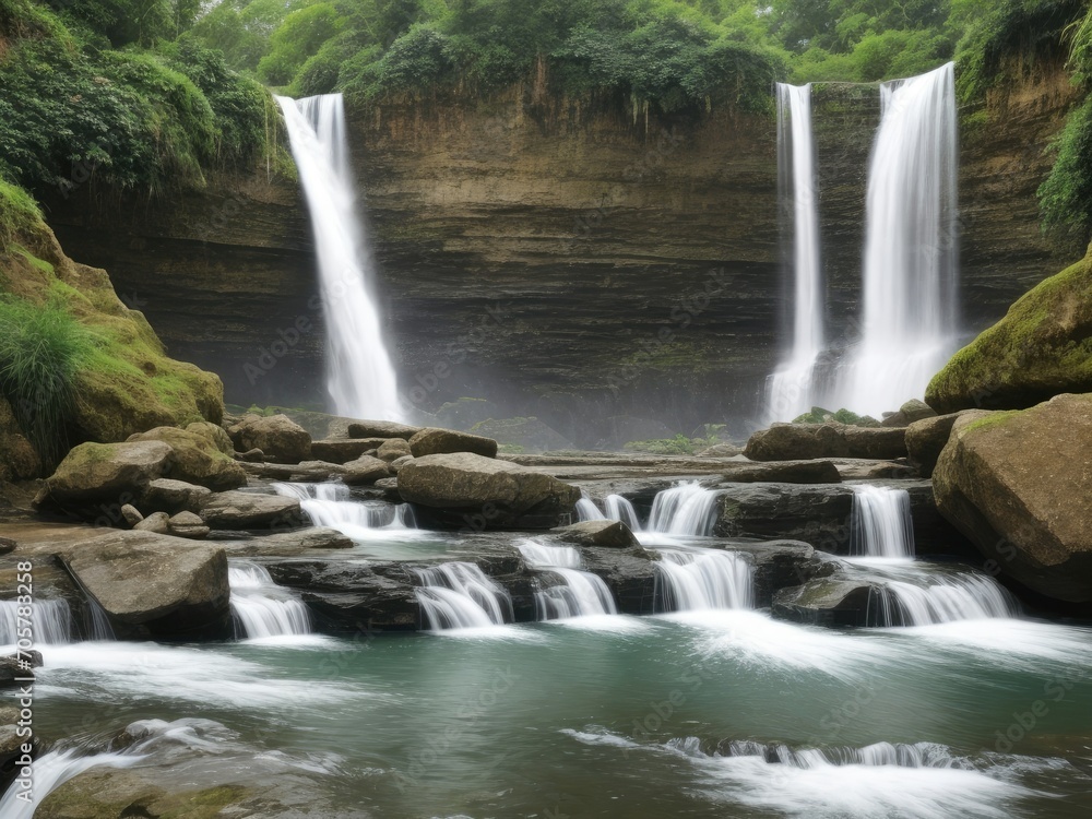 Fototapeta premium Waterfall view background design