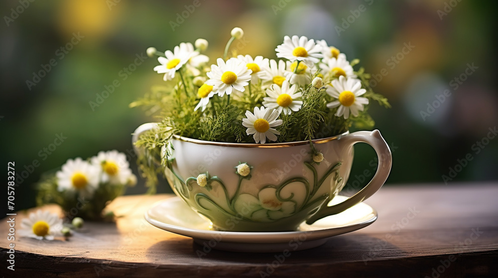 cup of tea with chamomile flowers cup of tea with chamomile flowers