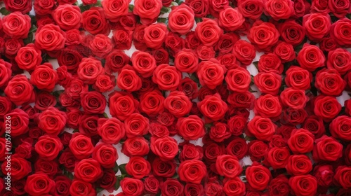 Pattern of red roses for Valentine's Day background. Red roses as a background. © RMTH