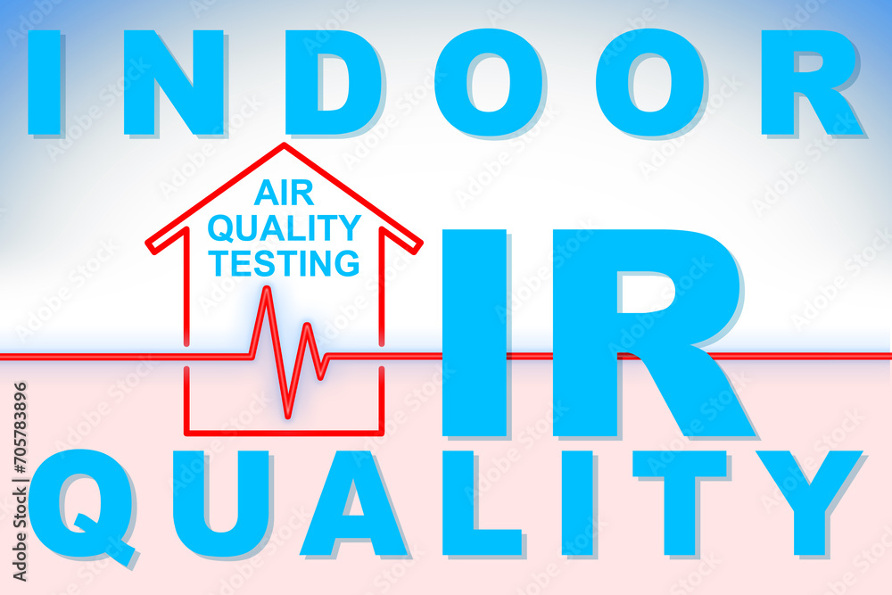 Indoor air quality testing - concept with check-up chart about indoor pollutants in buildings