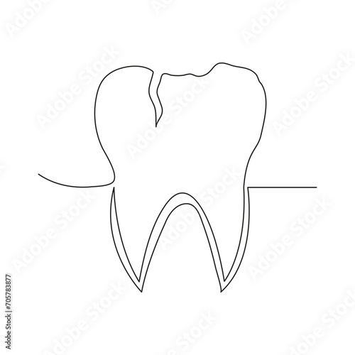 Continuous one line teeth drawing art design