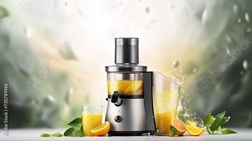 modern electric juicer with fruits photo
