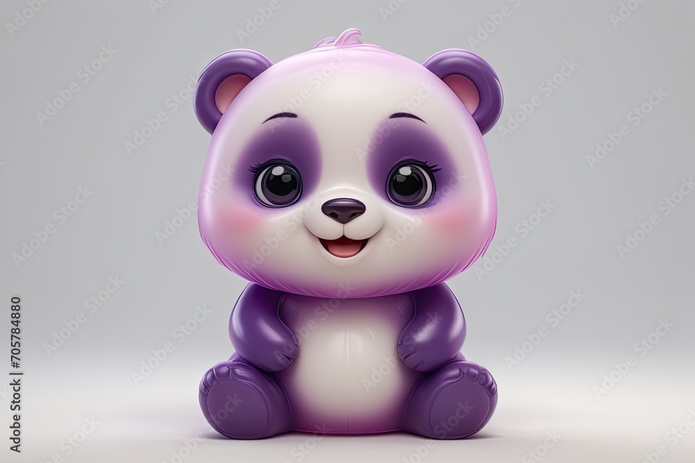 Naklejka premium Adorable panda in a fun jellybean style, radiating charm and playfulness.