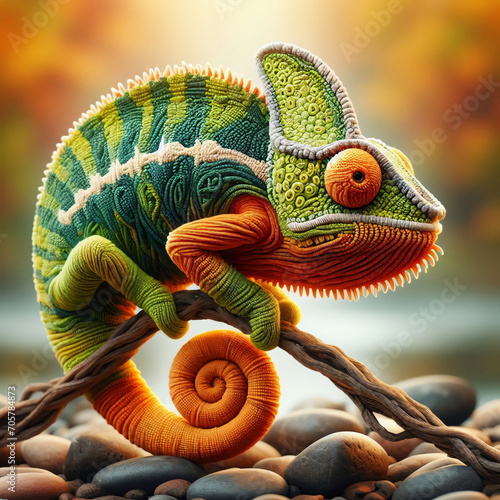 Knitted Chameleon in Futuristic Style © atdigit