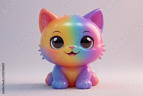Cute smiling rainbow kitty in Jelly style.