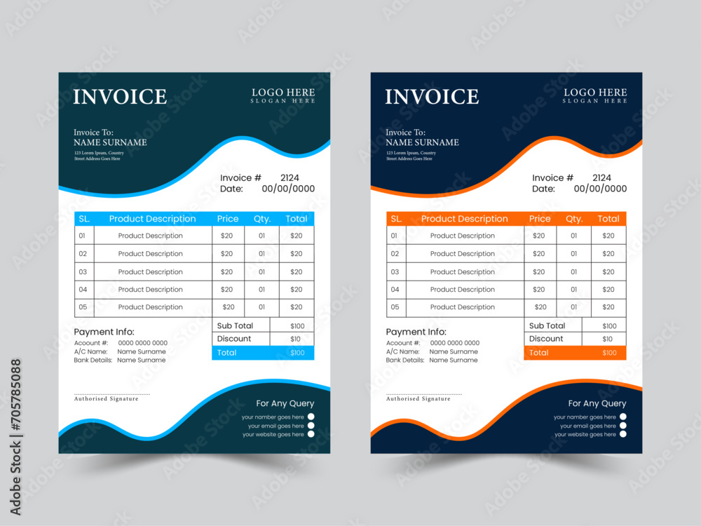 professional corporate business invoice illustrator design, Modern and creative company invoice template professional corporate business invoice illustrator design, Modern and creative company invoice template