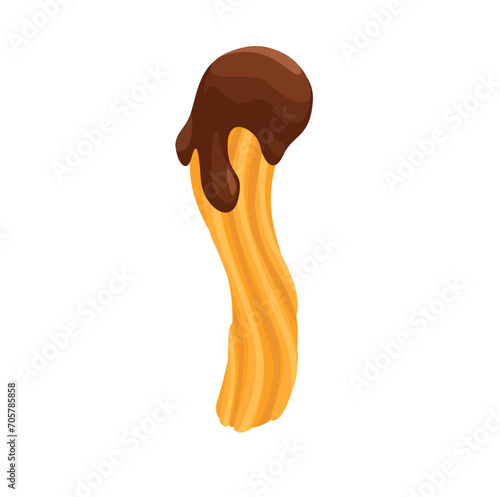 Churros Snack Symbol Cartoon Illustration Vector