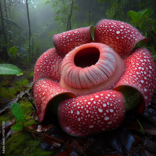 Dew-Kissed Rafflesia Bloom in the Wild