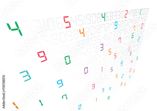 perspective digital numbers. colorful digital numbers. digital numbers concept