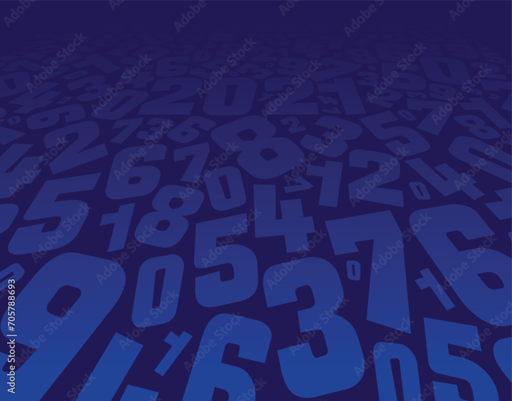 perspective numbers on a dark blue background