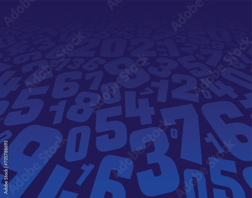 perspective numbers on a dark blue background