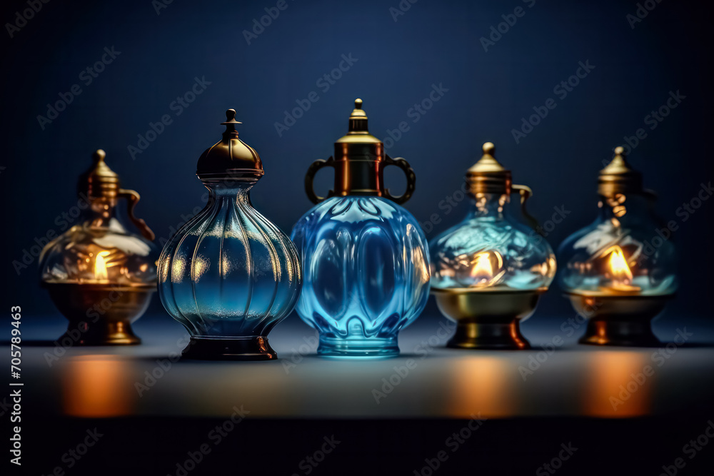 Celebrate Diwali bright oil lamps against a bokeh background