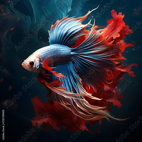  Beautiful pictures of colorful fighting fish, Generative AI