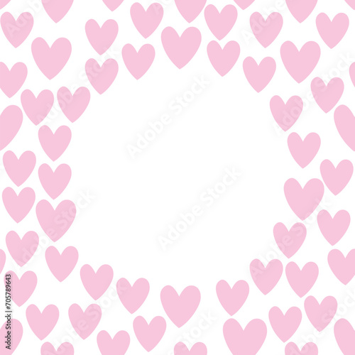 Vector frame, border from pink small hearts. Simple cute background, decoration for Valentine's day, love design © Iuliia
