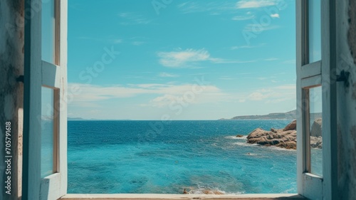 Ocean taken from window gree photography image Ai generated art