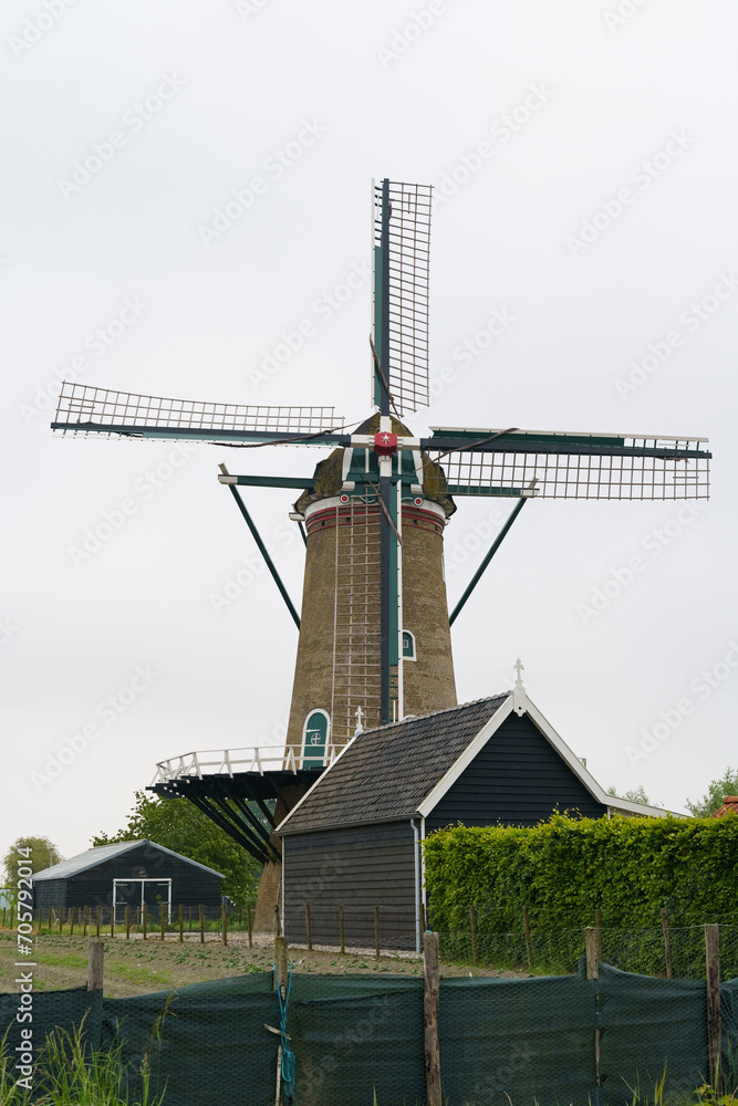 Windmill in a Dutch village.