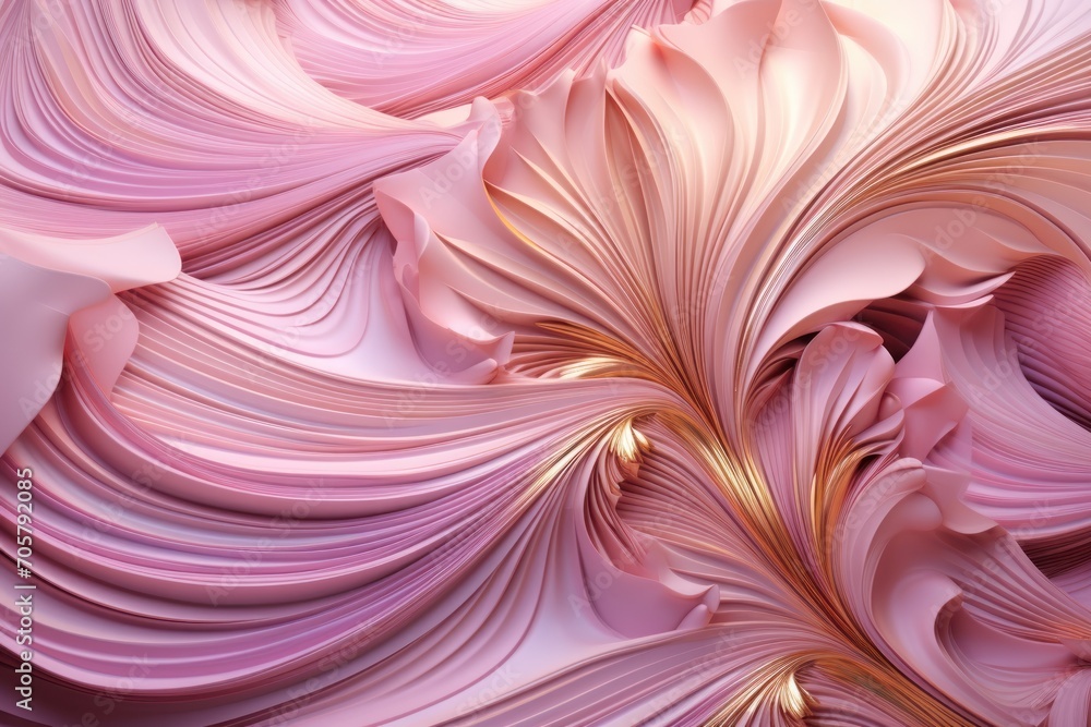 a close up view of a pink and gold abstract wallpaper that looks like a wave of pink and gold on top of a pink background with a gold stripe. a close up view of a pink and gold abstract wallpaper that looks like a wave of pink and gold on top of a pink background with a gold stripe.