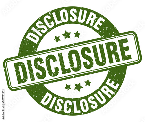 disclosure stamp. disclosure label. round grunge sign