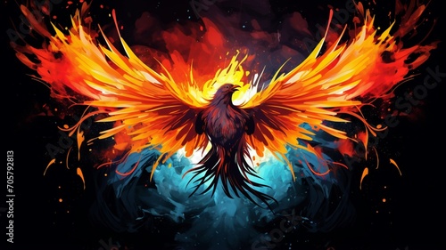 Phoenix rising symbolize process transforms image Ai generated art © Manik007