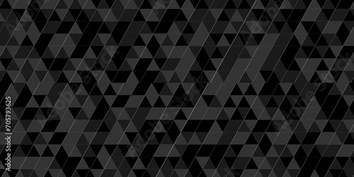 Abstract Black and gray square triangle tiles pattern low poly mosaic background. Modern seamless geometric dark black pattern background with lines Geometric print composed of triangles.