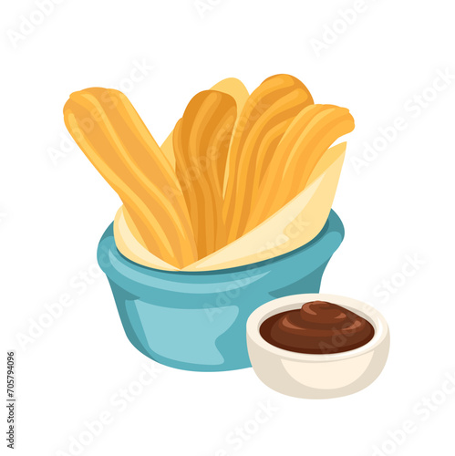 Churros Snack Set Cartoon Illustration Vector