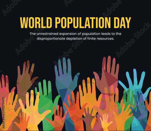 World Population Day, banner, poster, social media post, vector illustration, awareness, observance, 11th July, brochure, flyer, stop racism, humanity, equality, diversity, inclusion photo